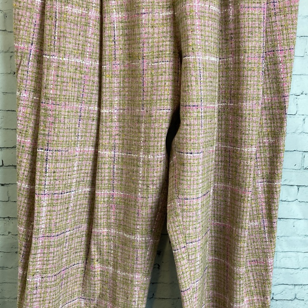 Natasha Zinko Pleated High Waist Pink Plaid Wool Blend Trousers - Picture 4 of 15